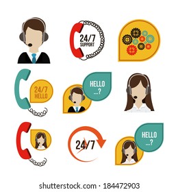 Call center design over gray background, vector illustration