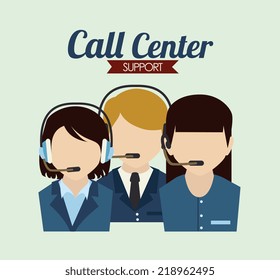 Call center design over green background, vector illustration