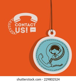 Call center design over orange background,vector illustration