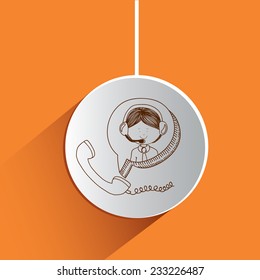 Call center design over orange background, vector illustration.