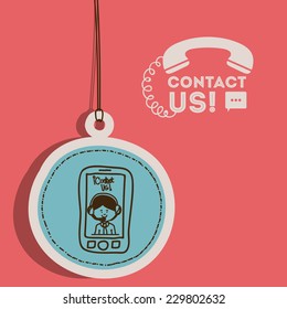 Call center design over pink background,vector illustration