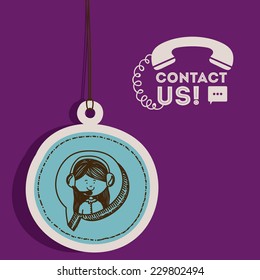 Call center design over purple background,vector illustration