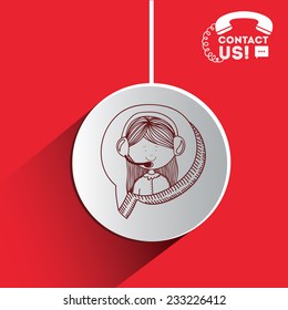 Call center design over red background, vector illustration.
