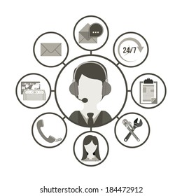 Call center design over white background, vector illustration