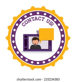 Call center design over white background, vector illustration.