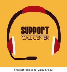Call center design over yellow background, vector illustration