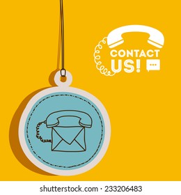 Call center design over yellow background, vector illustration.