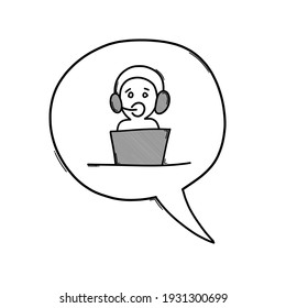 Call center. Doodle vector icon. Drawing sketch illustration hand drawn cartoon line.