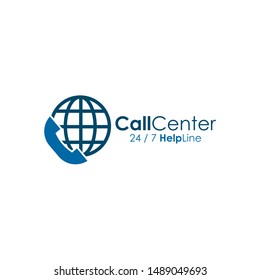 Call center emblem logo icon design vector illustration template