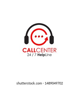 Call center emblem logo icon design vector illustration template