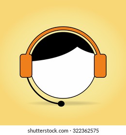 Call center female icon. Vector Illustration.