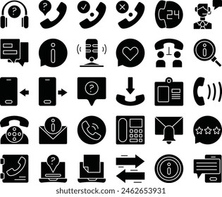 Call center fill icon set vector illustration stock