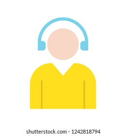 call center flat icon, network communication concept