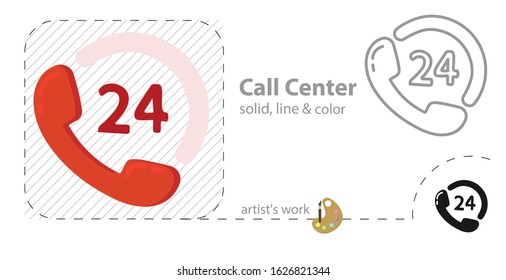 call center flat, solid, line icon