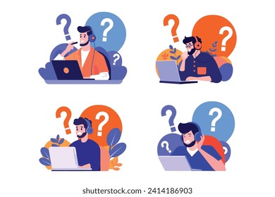 call center in flat style collection 