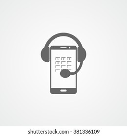 Call center flat vector icon. Customer care sign. Customer service. Call center interactive voice response symbol - smartphone with headphones illustration.