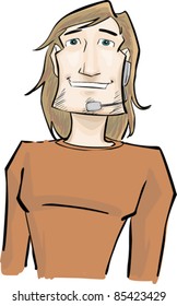 Call center friendly operator with a orange t-shirt