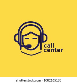 Call center girl, call center operator vector icon