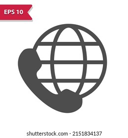 Call Center - Globe - Telephone - Customer Support Icon. Professional, pixel perfect icon, EPS 10 format.