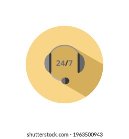 Call center. Headphones. Flat icon in a circle. Commerce vector illustration