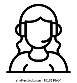 Das Symbol für den Kopfhörer des Call Center. Rahmenruf-Center-Headset, Vektorsymbol für Webdesign einzeln auf weißem Hintergrund