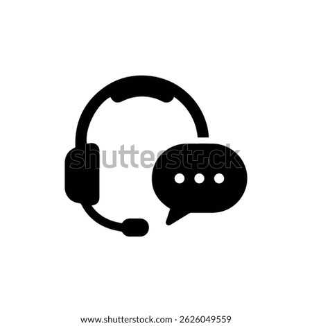 Call center headset icon with speech bubble for communication