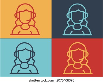 Call Center Headset Logo Template, Simple Flat Icon of headset,business,call