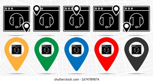Call center, help icon in location set. Simple glyph, flat illustration element of web design development theme icons