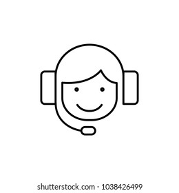 call center helpline service operator line vector black icon