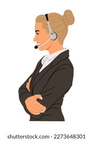 Call center hotline agent vector isolated on white