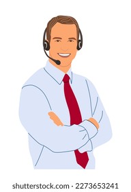 Call center hotline agent vector isolated on white