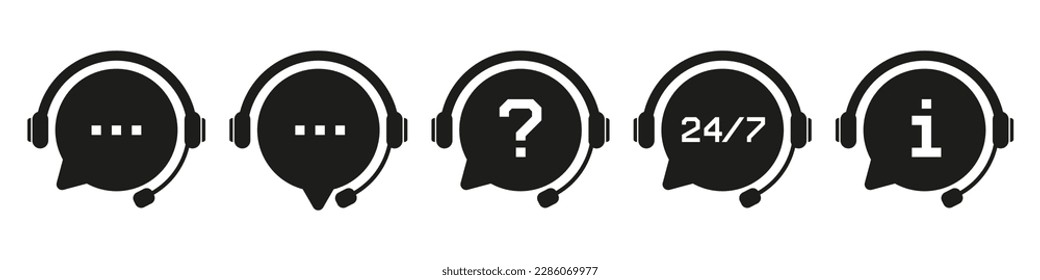 Call center or hotline vector icon. Support service and consultant icons collection.