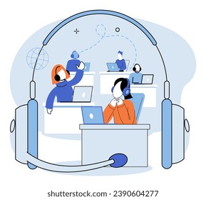 Call center hotline. Vector illustration. Effective management call center ensures efficient customer service Professional assistance is just phone call away at call center hotline