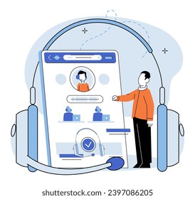 Call center hotline. Vector illustration. The helpline offers valuable information and guidance to those seeking assistance In vast realm cyberspace, call center hotline is beacon support The call