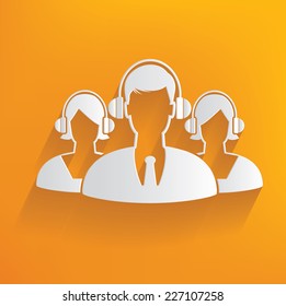 Call center, human resource on yellow background,clean vector