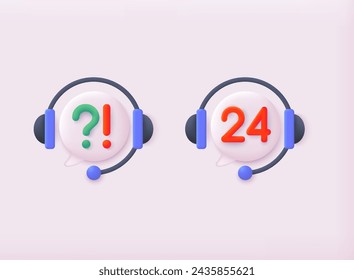 Call center icon and bubble talk on white background. Talking with service call support hotline and call center icon 3d concept. 3D Web Vector Illustrations.