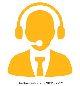 Call center icon from Business Bicolor Set. Vector style: flat symbol, yellow color, rounded angles, white background.
