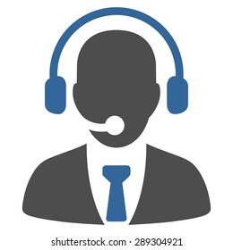 Call center icon from Business Bicolor Set. Vector style: bicolor flat symbol, cobalt and gray colors, rounded angles, white background.