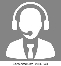 Call Center Icon From Business Bicolor Set. Vector Style: Flat Symbol, White Color, Rounded Angles, Gray Background.