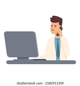Vector de dibujos animados de icono del centro de llamadas. Ayuda médica. Equipo de agradecimiento