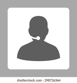 Call Center icon from Commerce Buttons OverColor Set. Vector style is dark gray and white colors, flat square rounded button, silver background.