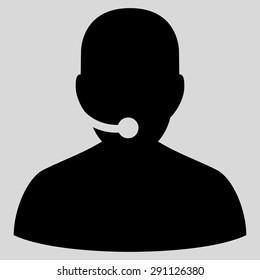 Call Center icon from Commerce Set. Vector style: flat symbol, black color, rounded angles, light gray background.