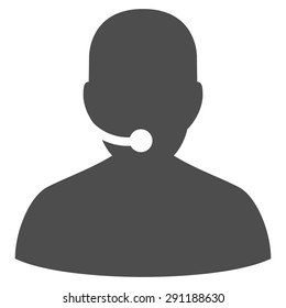 Call Center icon from Commerce Set. Vector style: flat symbol, gray color, rounded angles, white background.