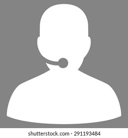 Call Center icon from Commerce Set. Vector style: flat symbol, white color, rounded angles, gray background.