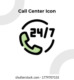Icono del centro de llamadas con estilo de contorno con relleno discontinuo, modificable por vector 