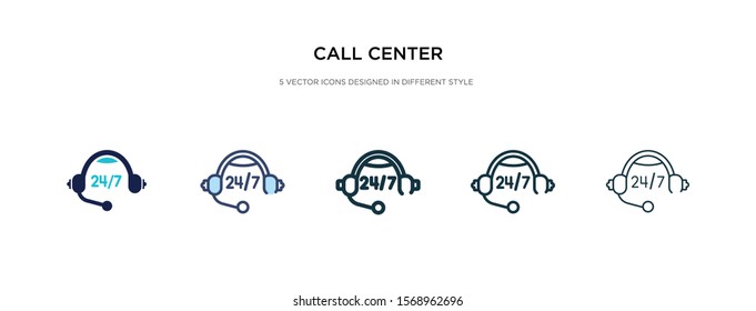call center icon in different style vector illustration. two colored and black call center vector icons designed in filled, outline, line and stroke style can be used for web, mobile, ui