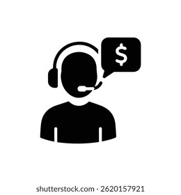 Call Center Icon with Dollar Message Bubble Representing Financial Support