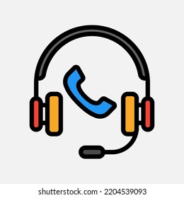 Call center icon in filled line style about communication, use for website mobile app presentation