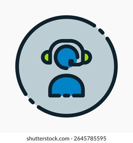 callcenter-pictogram in platte contourstijl. Ideaal voor apps, websites, UI UX, presentaties of infographics. Bewerkbaar illustratiebestand met strak ontwerp en modern ontwerp.