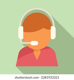 Vector plano de icono del centro de llamadas. Servicio de oficina. Trabajar en línea